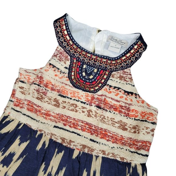 Lucky Brand Beaded embroidered Neckline Ikat Southwestern Dress Rodeo size 5 - Picture 6 of 6